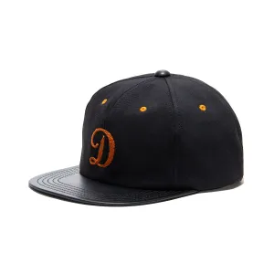 2 TONE LEATHER COTTON CAP - Black casual-baseball-cap