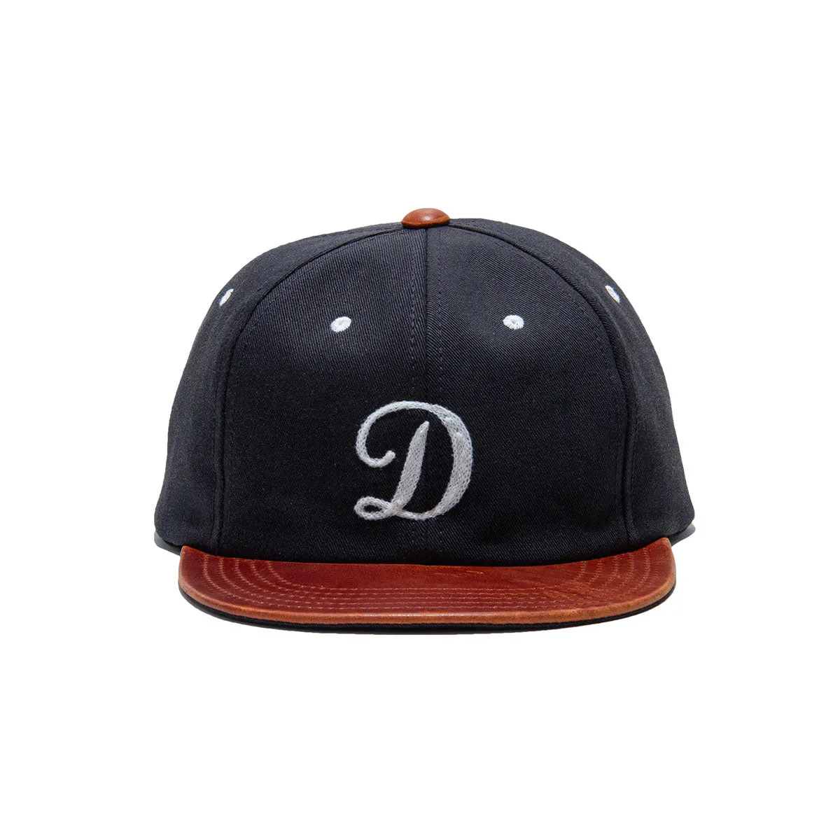2 TONE LEATHER COTTON CAP - Navy