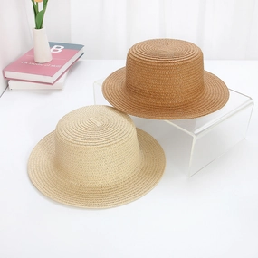 29cm Kids Flat Top Hat Sun Protection Straw Hat spring-straw-hat