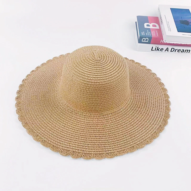 40cm Wide-Brim Round-Top Hat Summer Sun Protection spring-straw-hat
