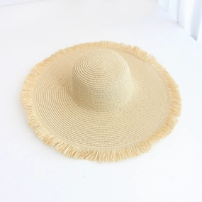 48cm Frayed Brim Straw Hat spring-straw-hat