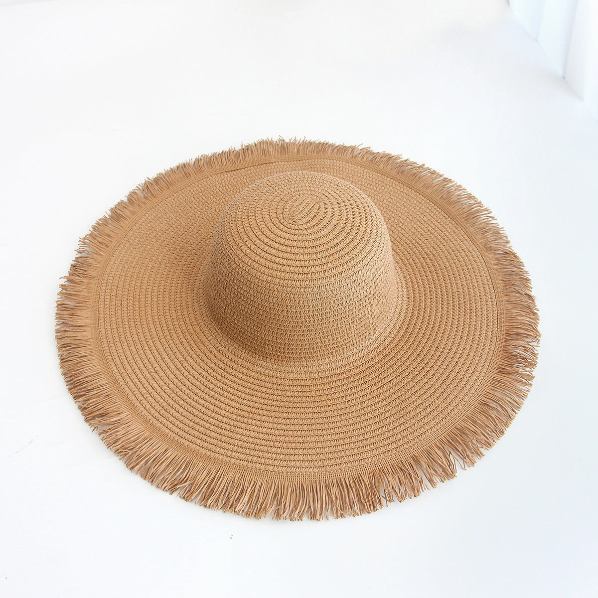 48cm Frayed Brim Straw Hat