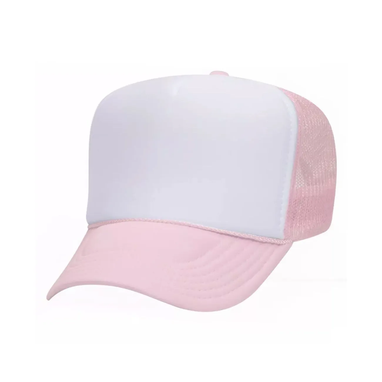 5 Panel High Crown Polyester Foam Front Mesh Back Trucker Hat (Tri-Tone)
