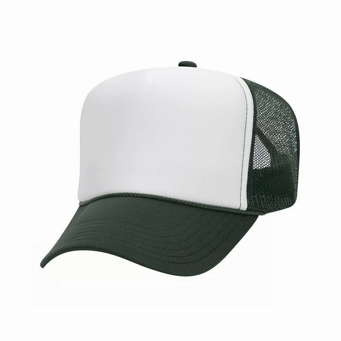 5 Panel High Crown Polyester Foam Front Mesh Back Trucker Hat (Tri-Tone)