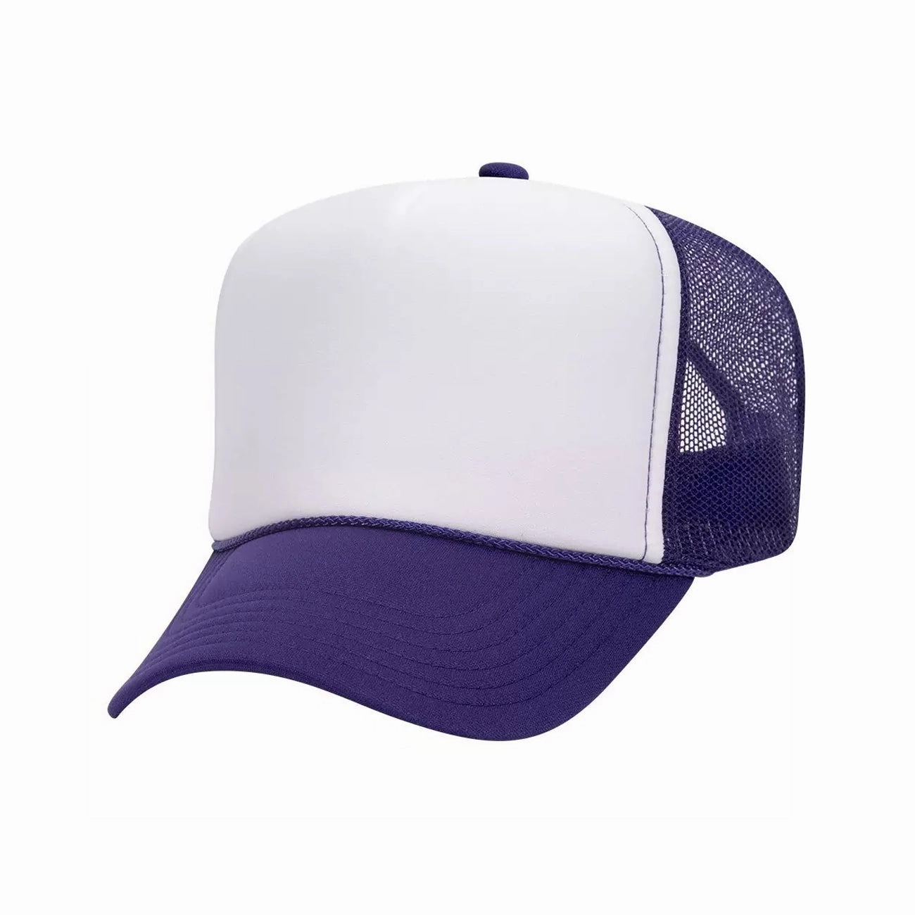 5 Panel High Crown Polyester Foam Front Mesh Back Trucker Hat (Tri-Tone)