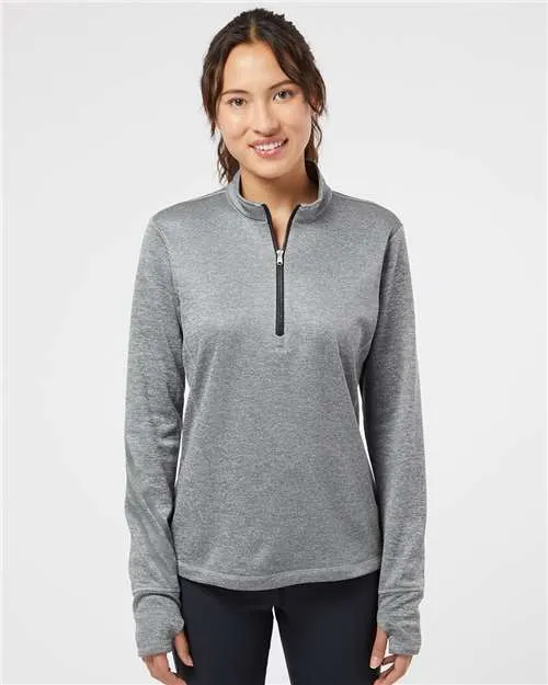 Adidas A285 Damen Viertelreißverschluss-Pullover aus gebürstetem Terrystoff in melierter Optik