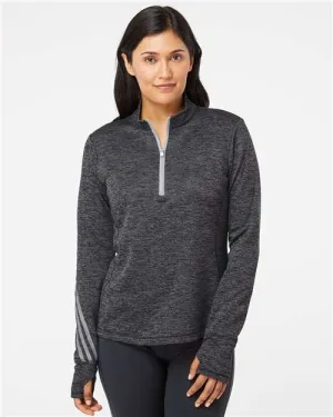 Adidas A285 Damen Viertelreißverschluss-Pullover aus gebürstetem Terrystoff in melierter Optik