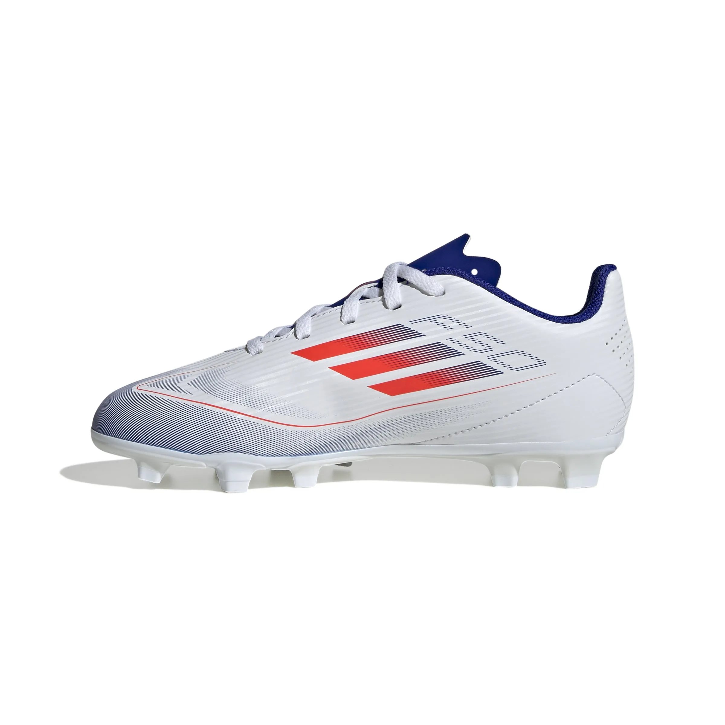 adidas F50 Club Junior FG Fußballschuhe für festen Untergrund - Weiß/Solarrot/Blau