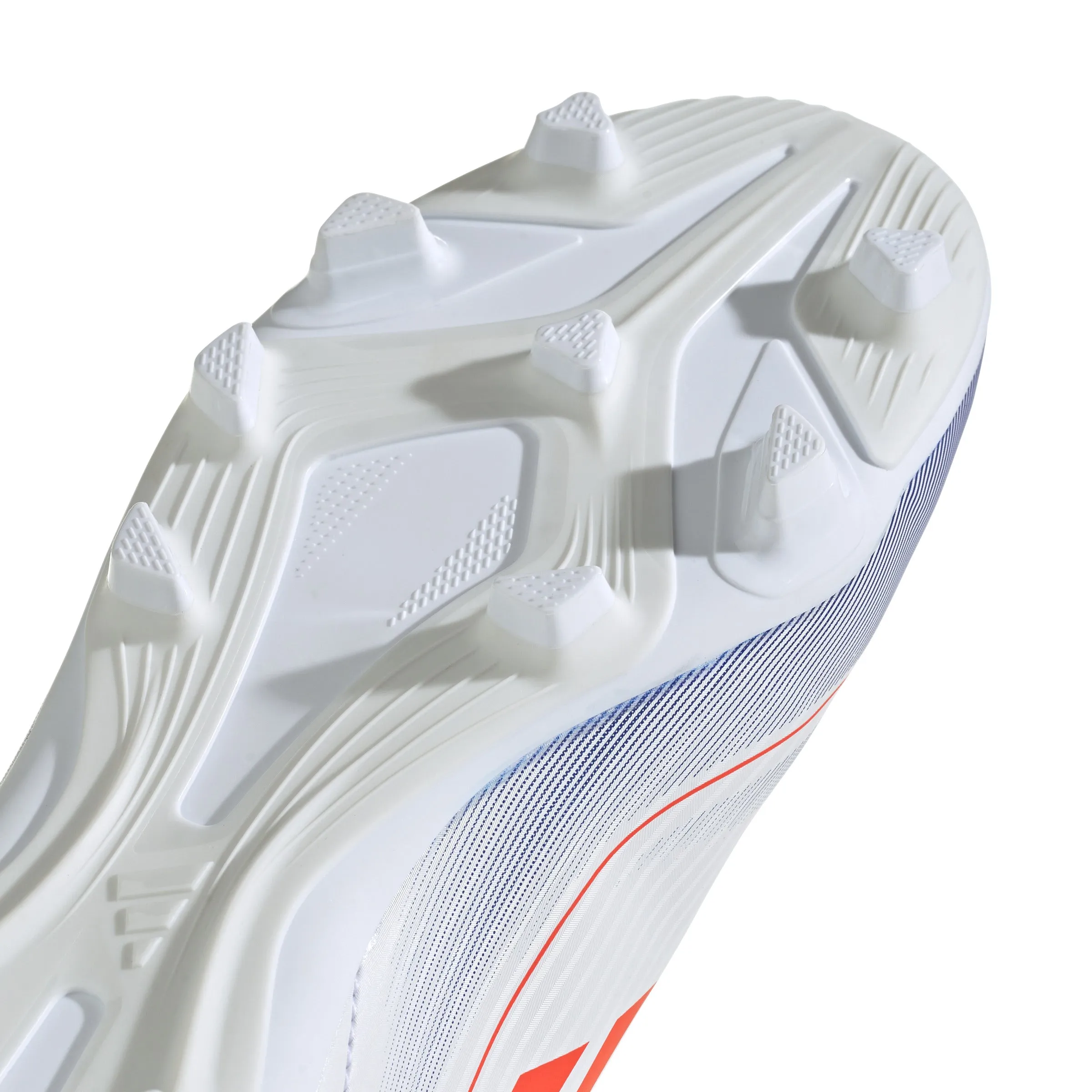 adidas F50 Club Junior FG Fußballschuhe für festen Untergrund - Weiß/Solarrot/Blau