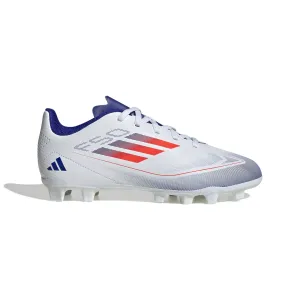 adidas F50 Club Junior FG Fußballschuhe für festen Untergrund - Weiß/Solarrot/Blau