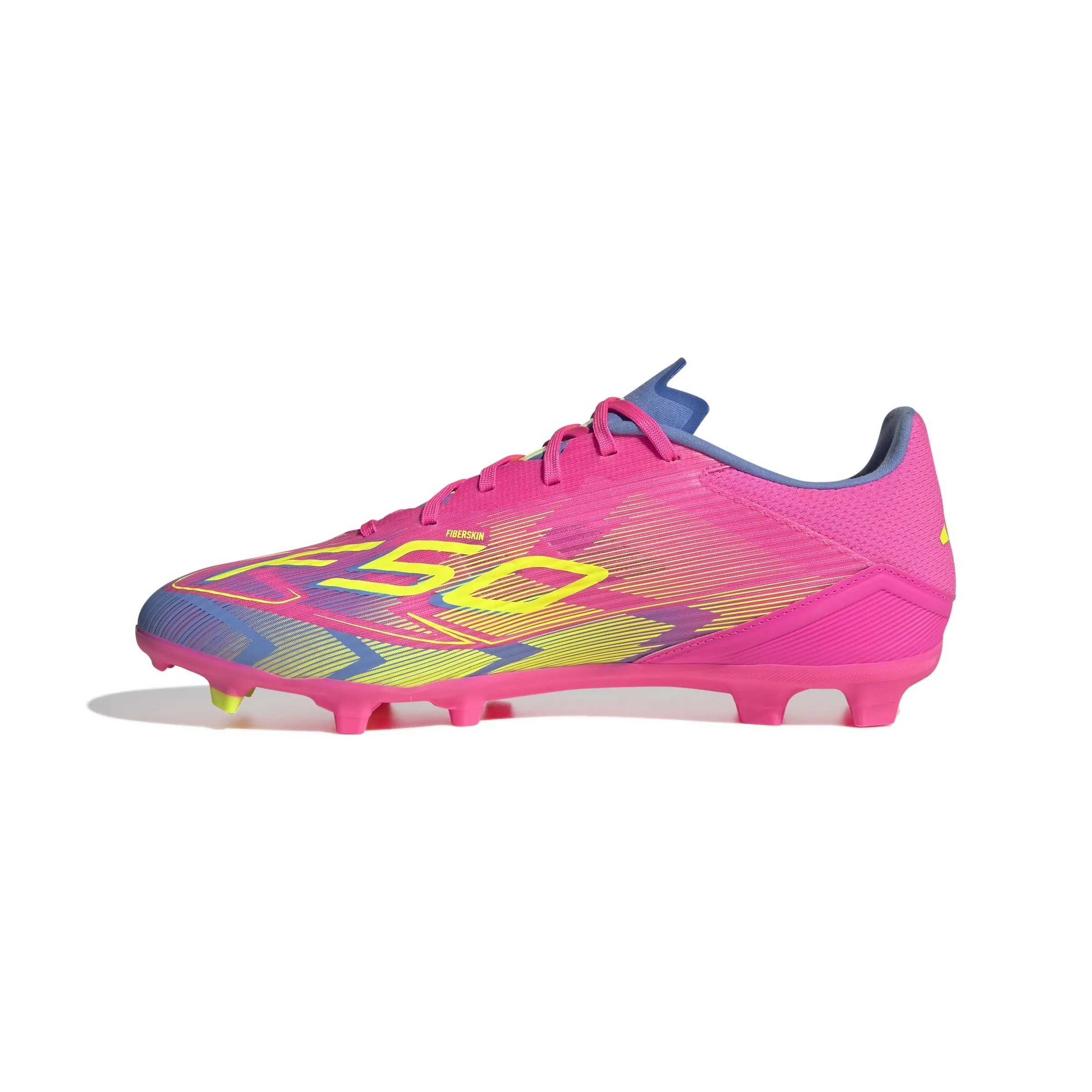 adidas F50 League FG/MG Junior - Leuchtendes Rosa/Leuchtendes Zitronenblau/Blau Fusion