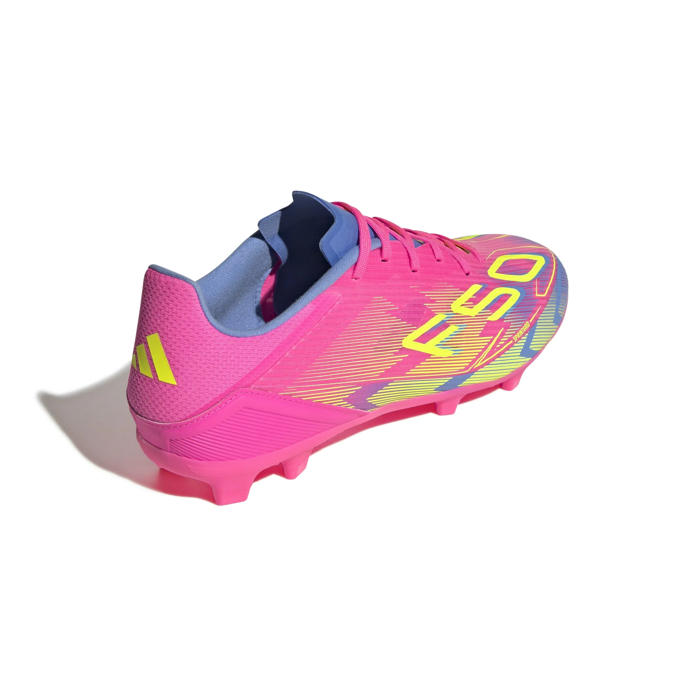 adidas F50 League FG/MG Junior - Leuchtendes Rosa/Leuchtendes Zitronenblau/Blau Fusion