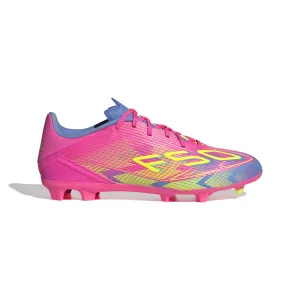 adidas F50 League FG/MG Junior - Leuchtendes Rosa/Leuchtendes Zitronenblau/Blau Fusion