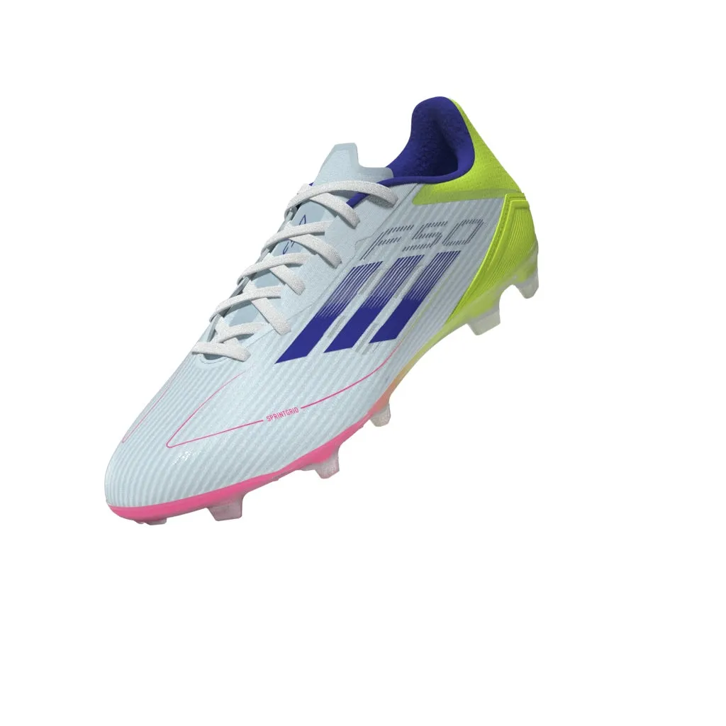 adidas F50 League Fußballschuhe für festen Untergrund - Weiß/Blau/Tesoye