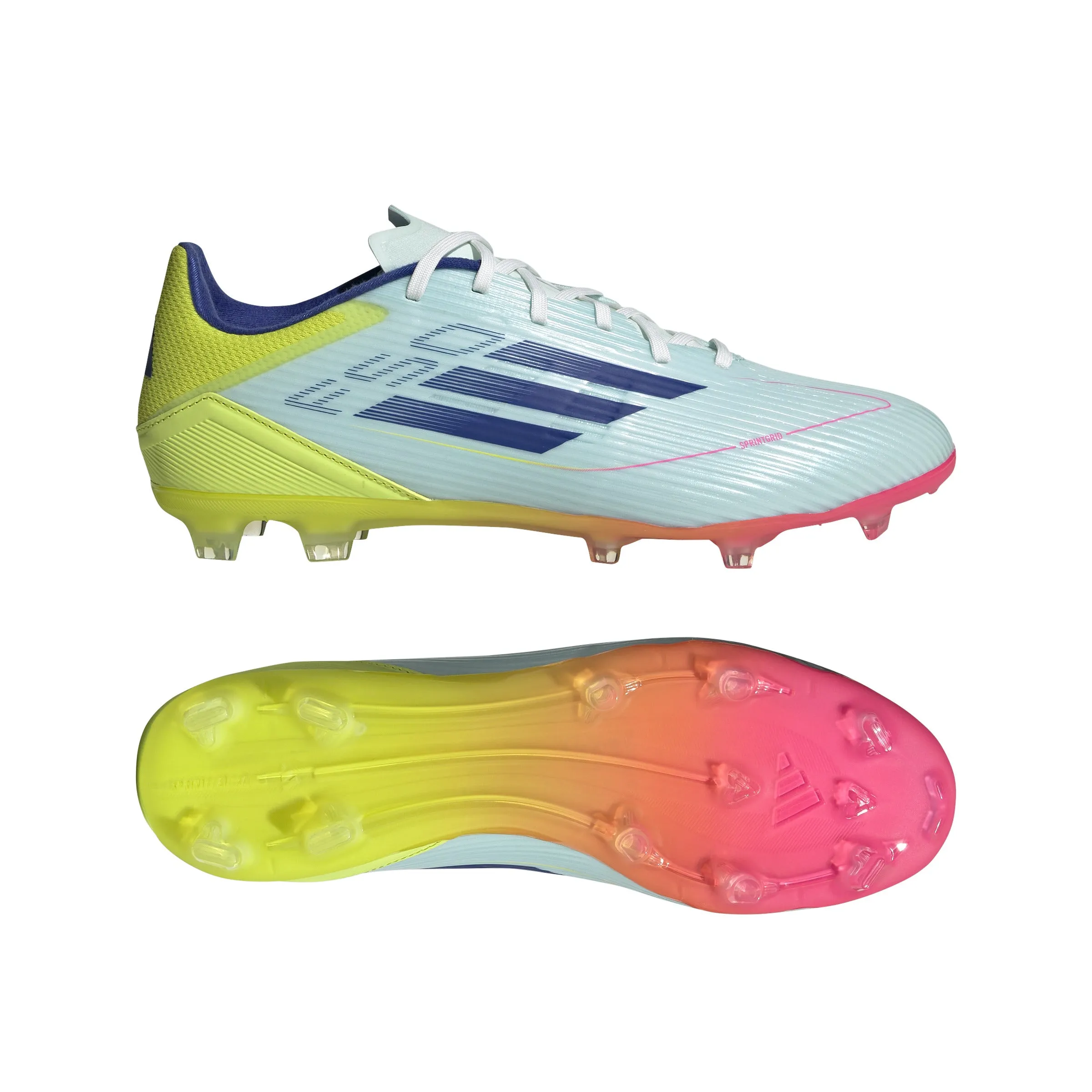 adidas F50 League Fußballschuhe für festen Untergrund - Weiß/Blau/Tesoye