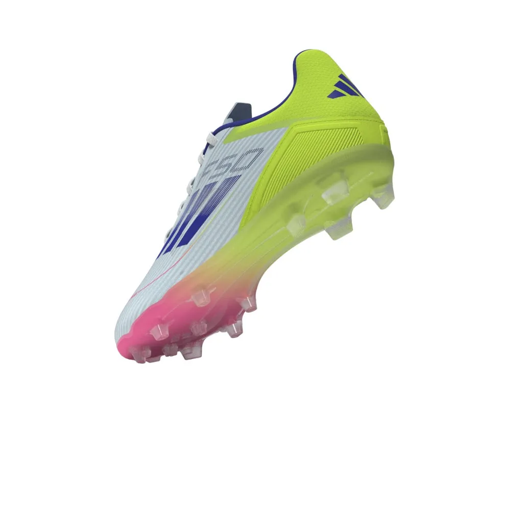 adidas F50 League Fußballschuhe für festen Untergrund - Weiß/Blau/Tesoye