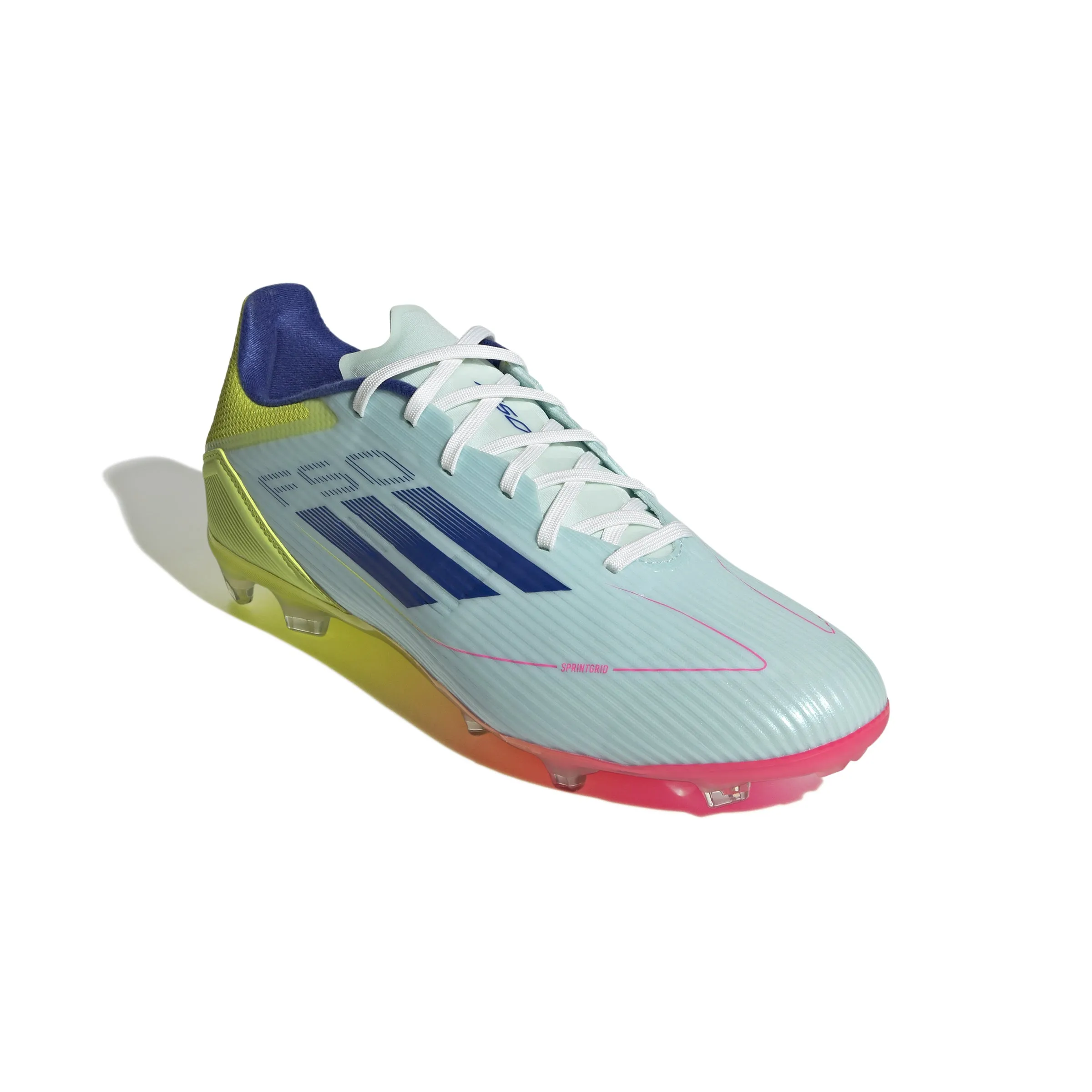 adidas F50 League Fußballschuhe für festen Untergrund - Weiß/Blau/Tesoye