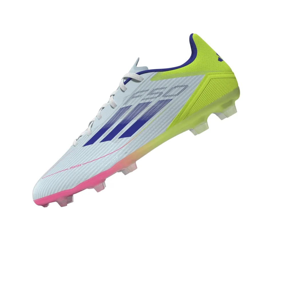 adidas F50 League Fußballschuhe für festen Untergrund - Weiß/Blau/Tesoye