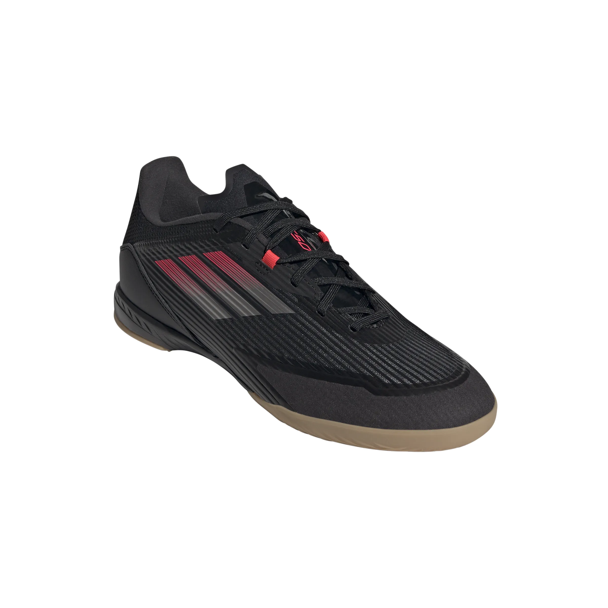 adidas F50 League IN Hallenfußballschuhe - Kernschwarz/Eisenmetall/Luzides Rot