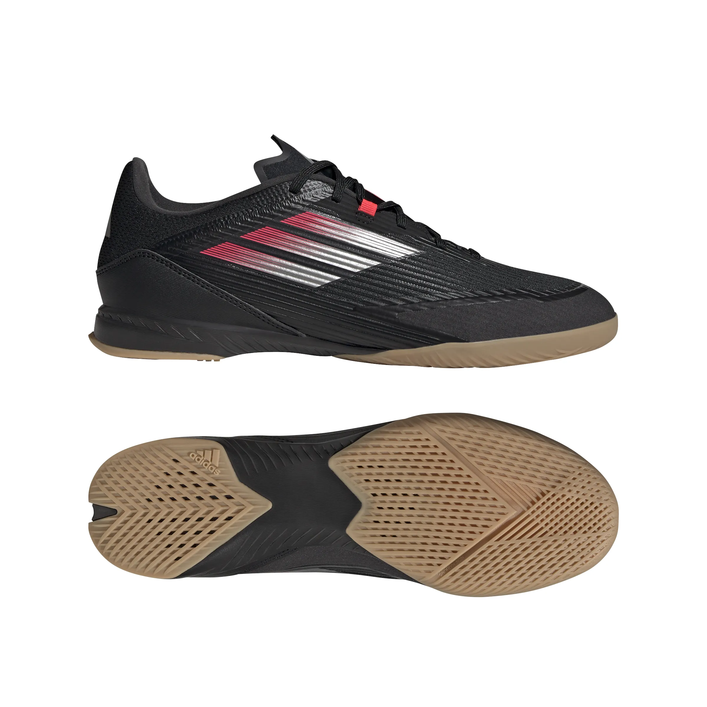adidas F50 League IN Hallenfußballschuhe - Kernschwarz/Eisenmetall/Luzides Rot