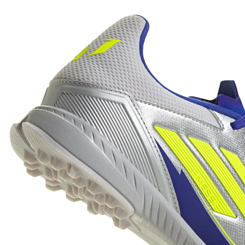 adidas F50 League MESSI TF Junior-Rasenfußballschuhe - Silber / Blau / Neon