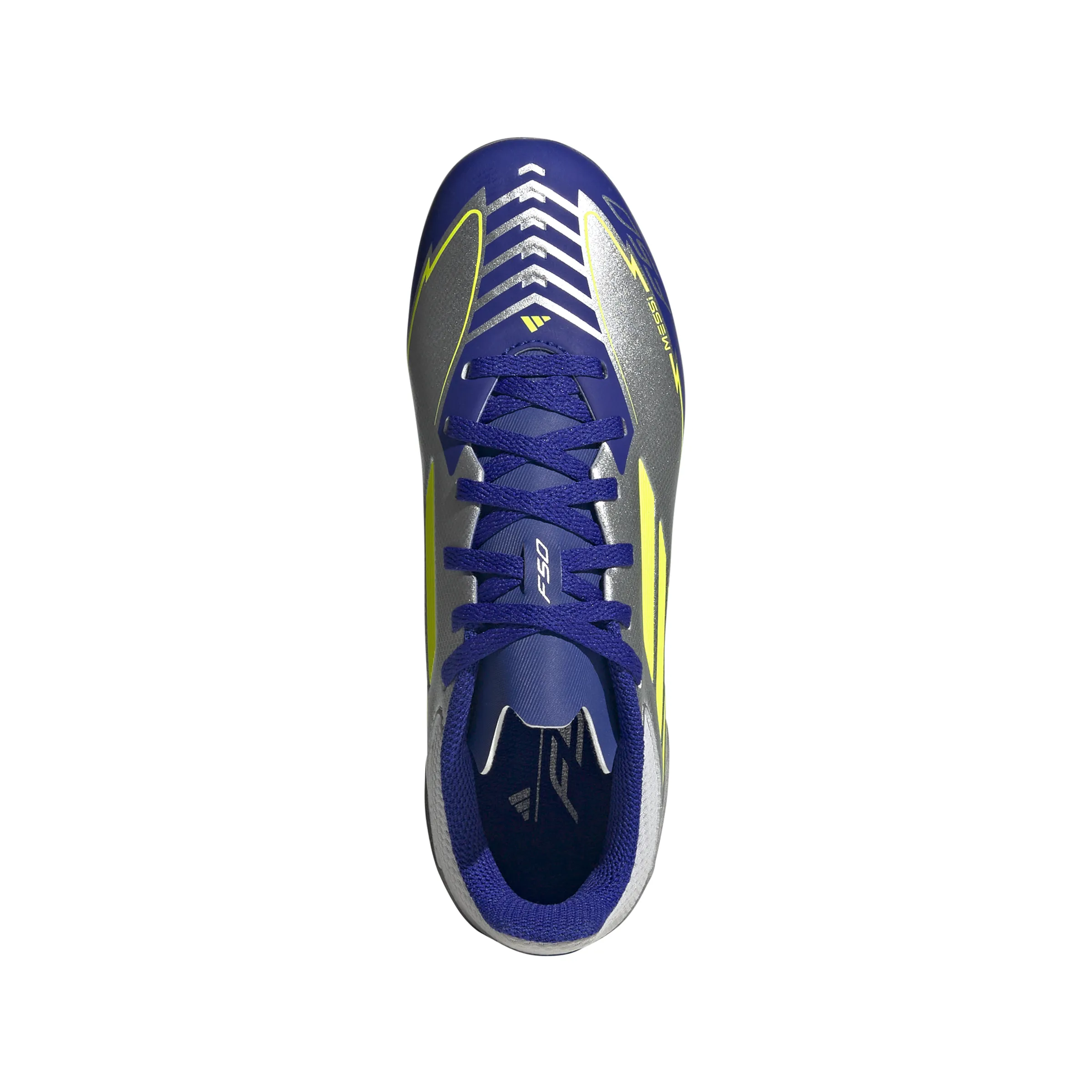 adidas F50 League MESSI TF Junior-Rasenfußballschuhe - Silber / Blau / Neon