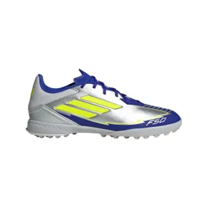 adidas F50 League MESSI TF Junior-Rasenfußballschuhe - Silber / Blau / Neon