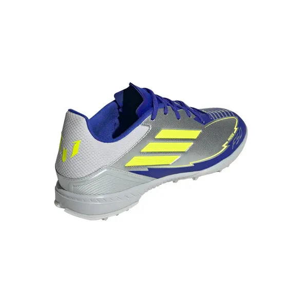 adidas F50 League MESSI TF Junior-Rasenfußballschuhe - Silber / Blau / Neon