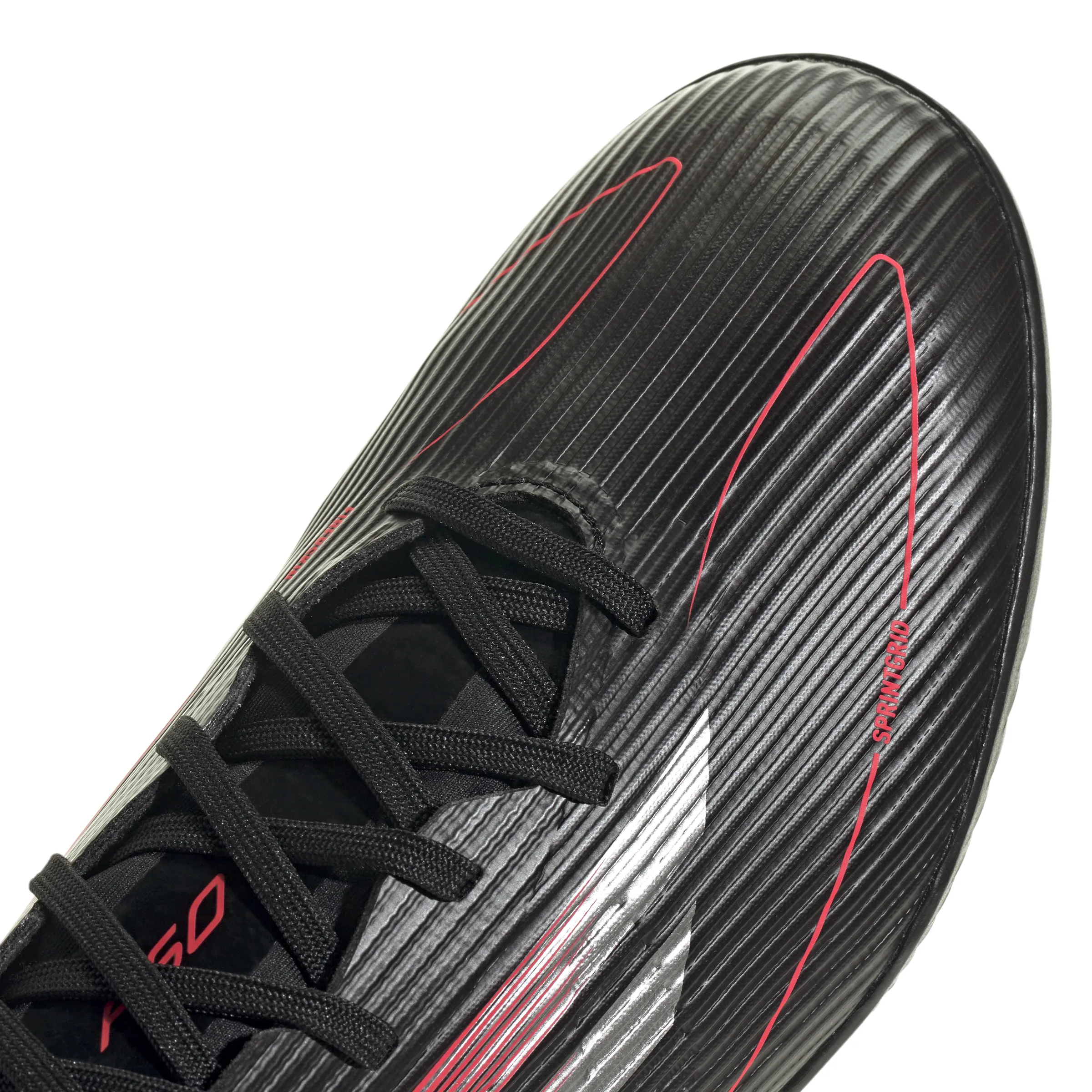 adidas F50 League TF Hallenschuhe - Kernschwarz/Eisenmetallic/Leuchtendes Rot