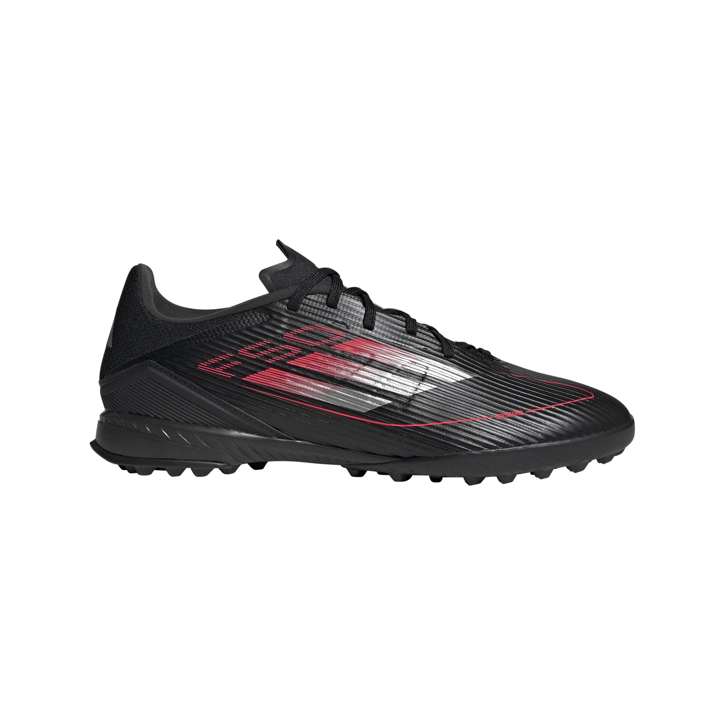 adidas F50 League TF Hallenschuhe - Kernschwarz/Eisenmetallic/Leuchtendes Rot