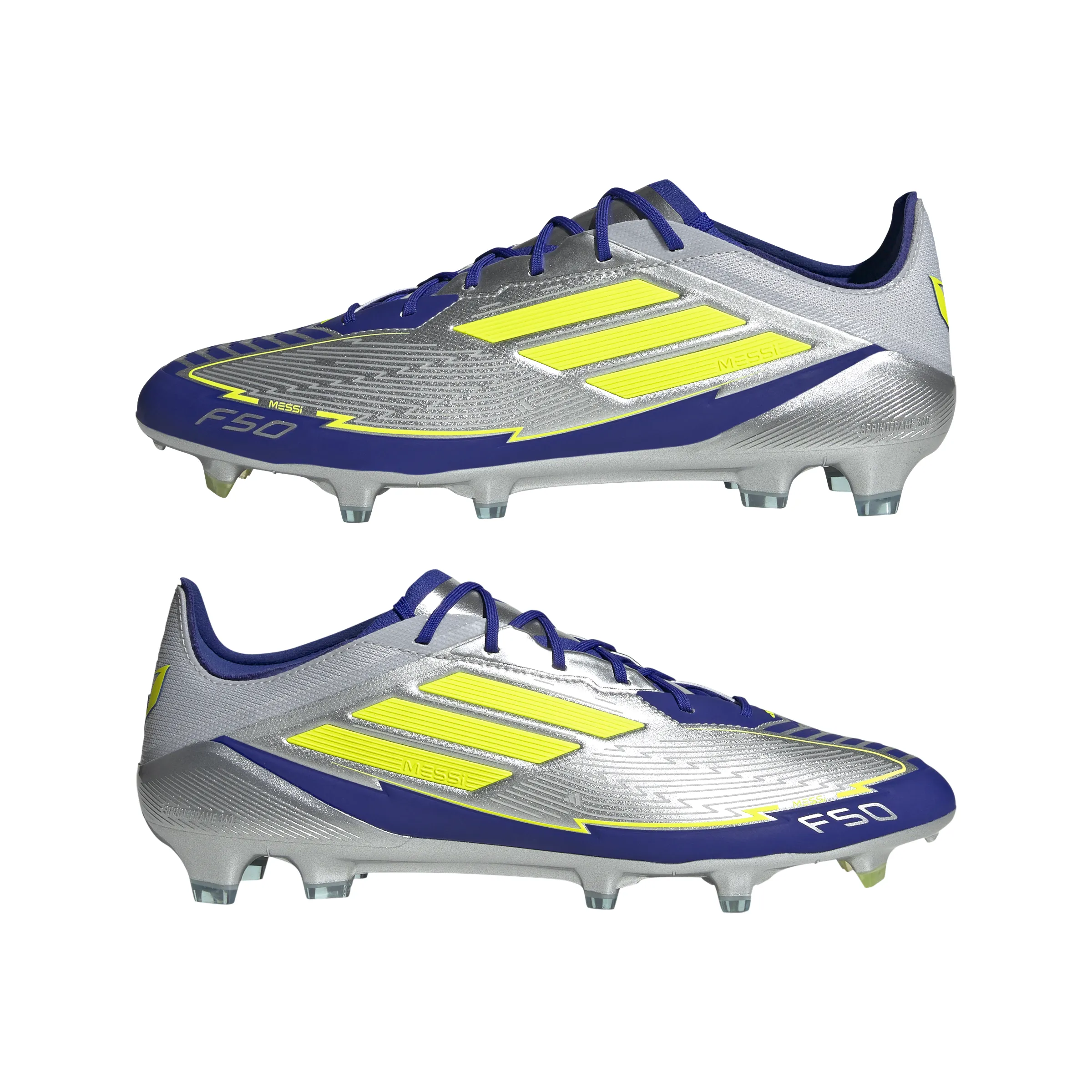 adidas F50 Messi Elite FG Hartplatz - Silber / Blau / Neon