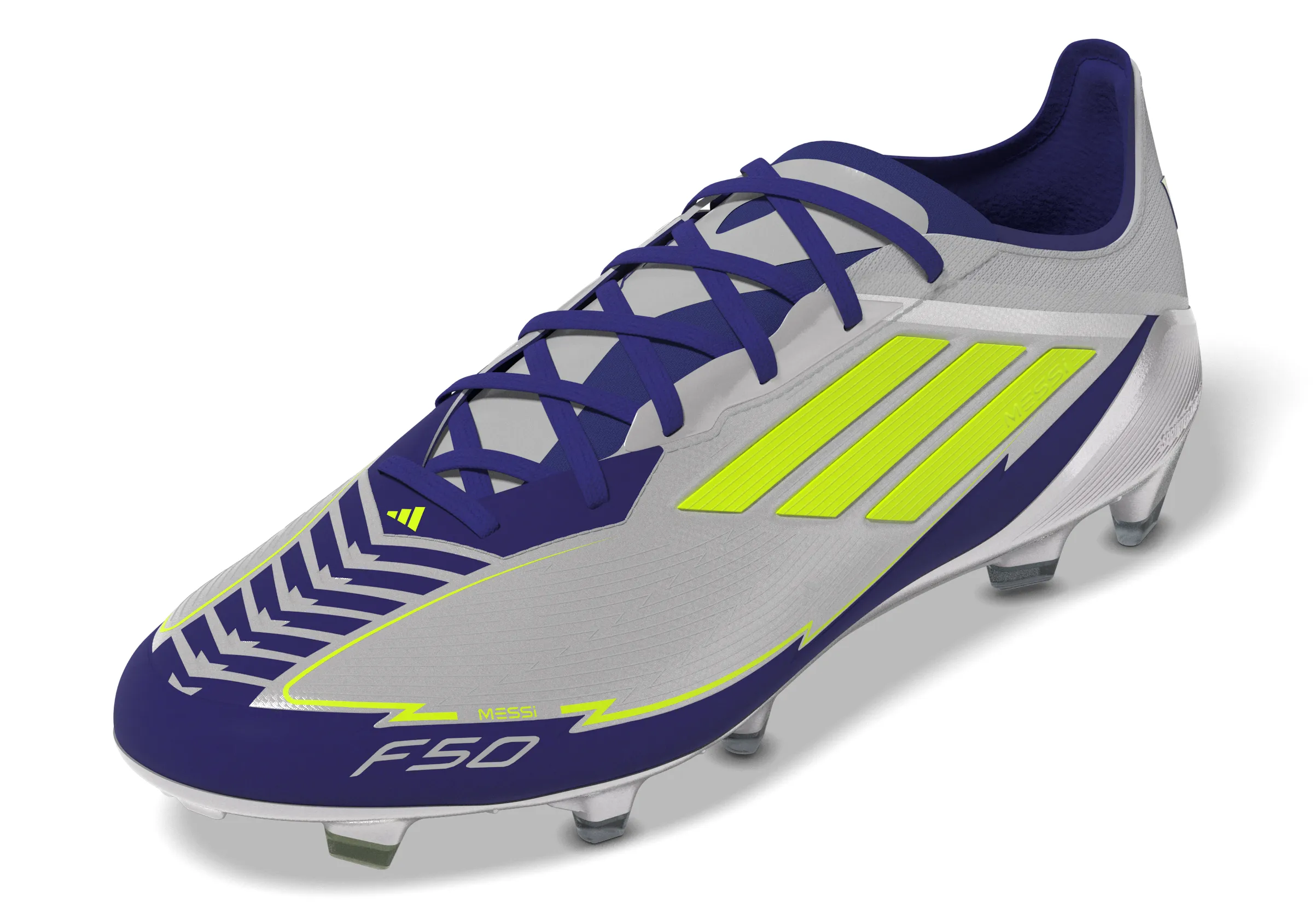 adidas F50 Messi Elite FG Hartplatz - Silber / Blau / Neon