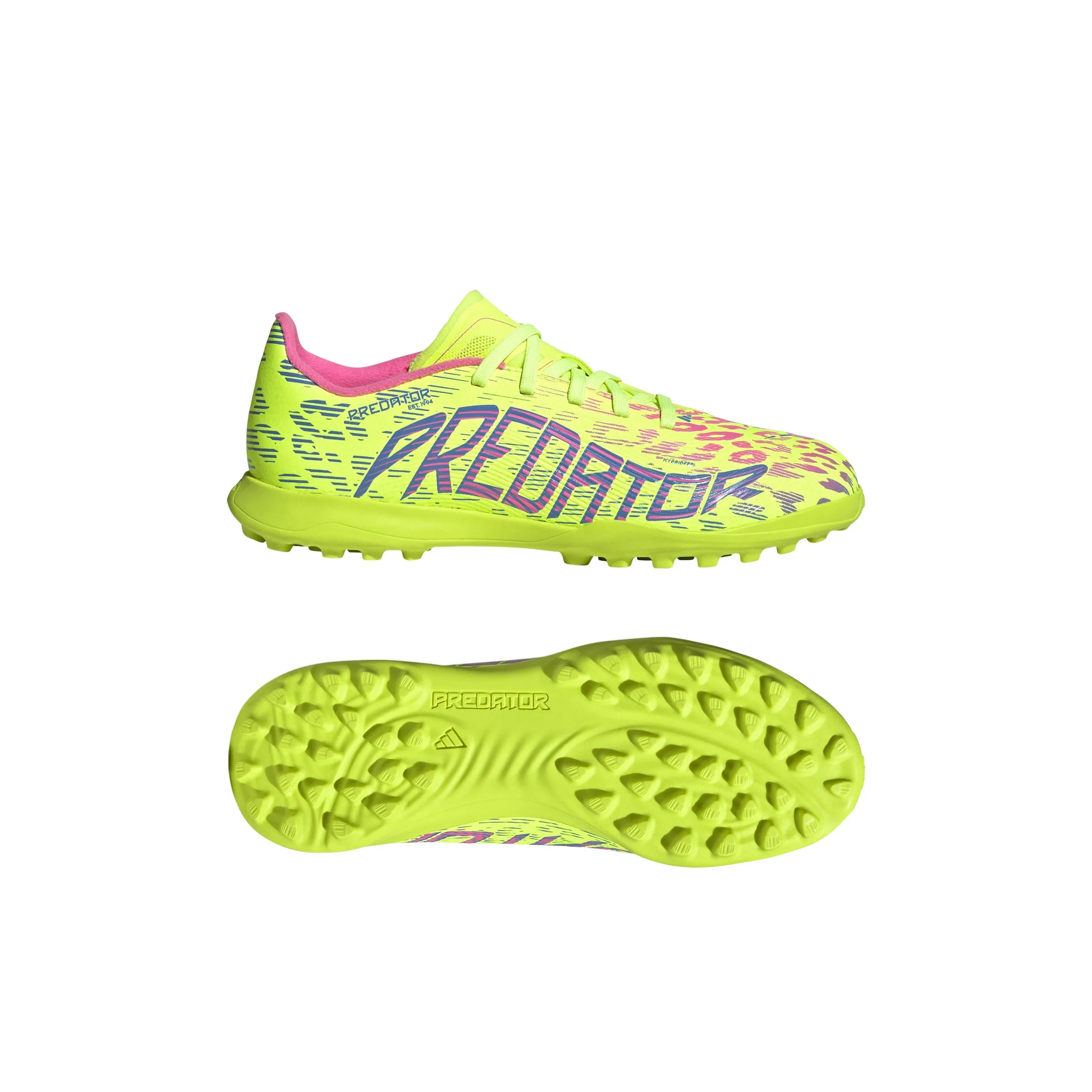 adidas Junior Predator League TF Kunstrasen - klare Zitrone/Blau-Fusion/klare Pink