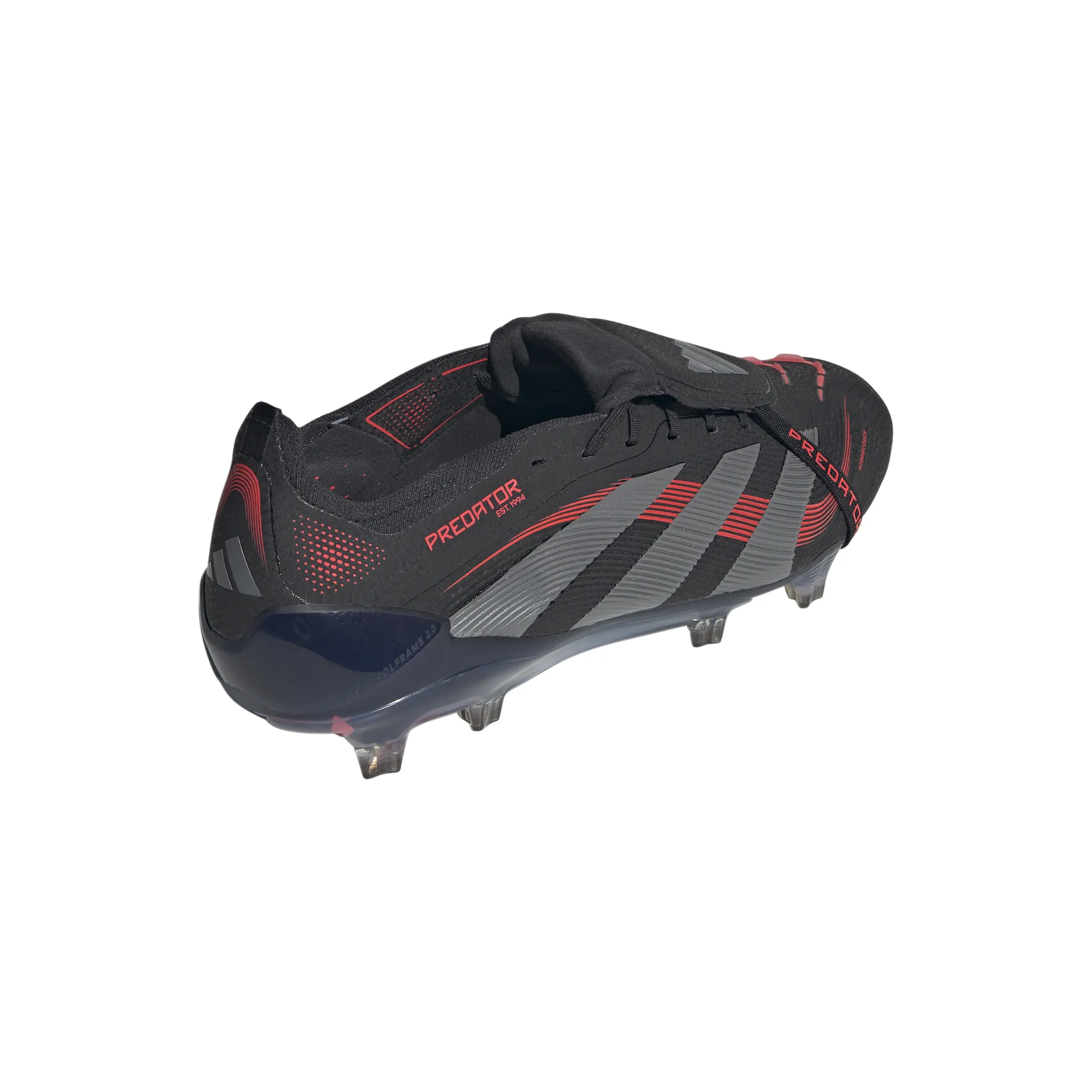 adidas Predator Elite FT FG Fußballschuh für festen Untergrund - Kernschwarz/Grau Vier/Durchscheinendes Rot