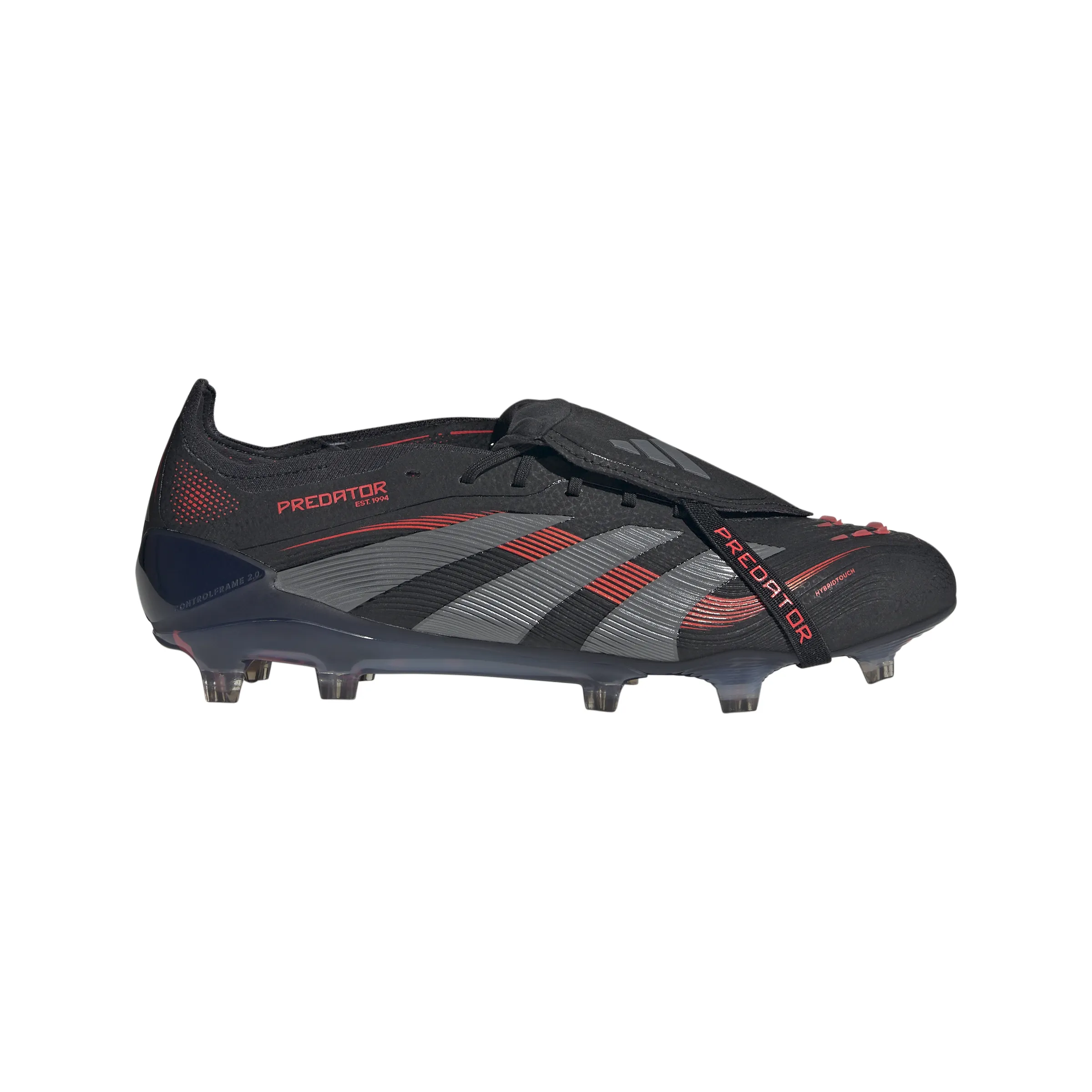 adidas Predator Elite FT FG Fußballschuh für festen Untergrund - Kernschwarz/Grau Vier/Durchscheinendes Rot