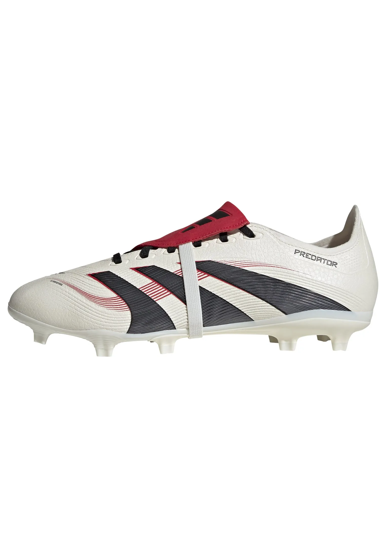 adidas Predator League gefaltete Zunge FG/MG Fußballschuh - Off White/Core Black/Pure Ruby