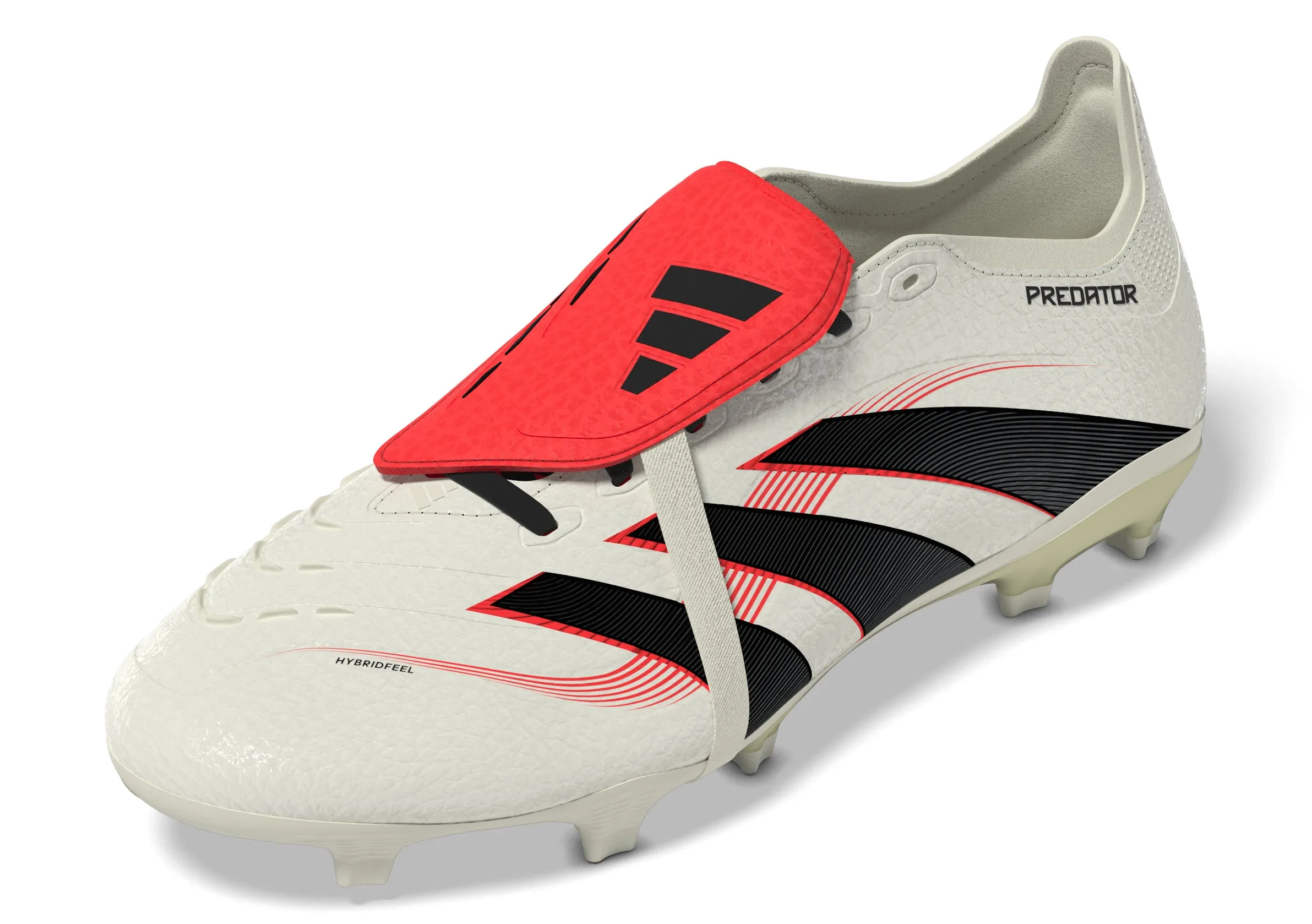 adidas Predator League gefaltete Zunge FG/MG Fußballschuh - Off White/Core Black/Pure Ruby