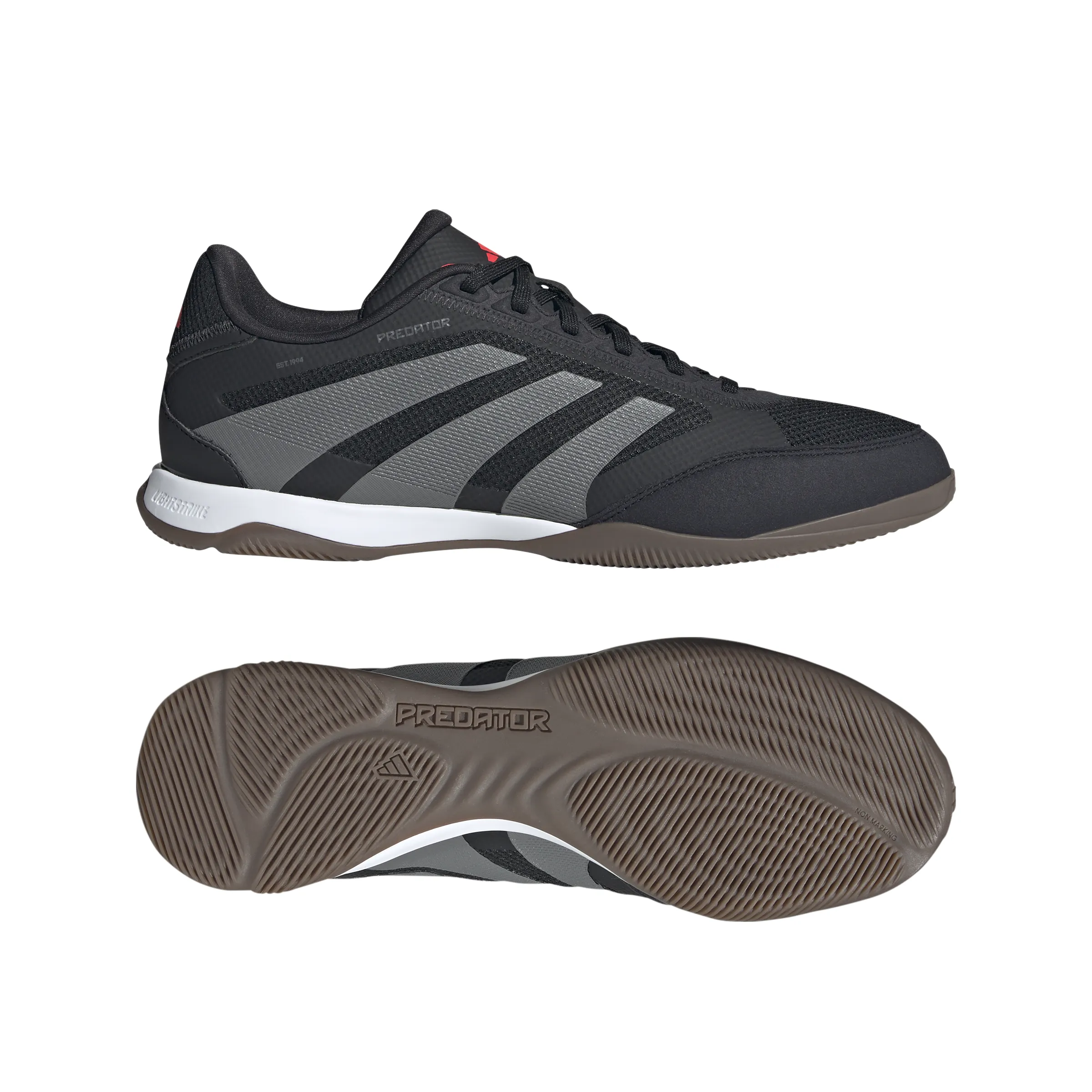 adidas Predator League IN Hallenfußballschuhe - Kernschwarz/Grau Vier/Luzidrot
