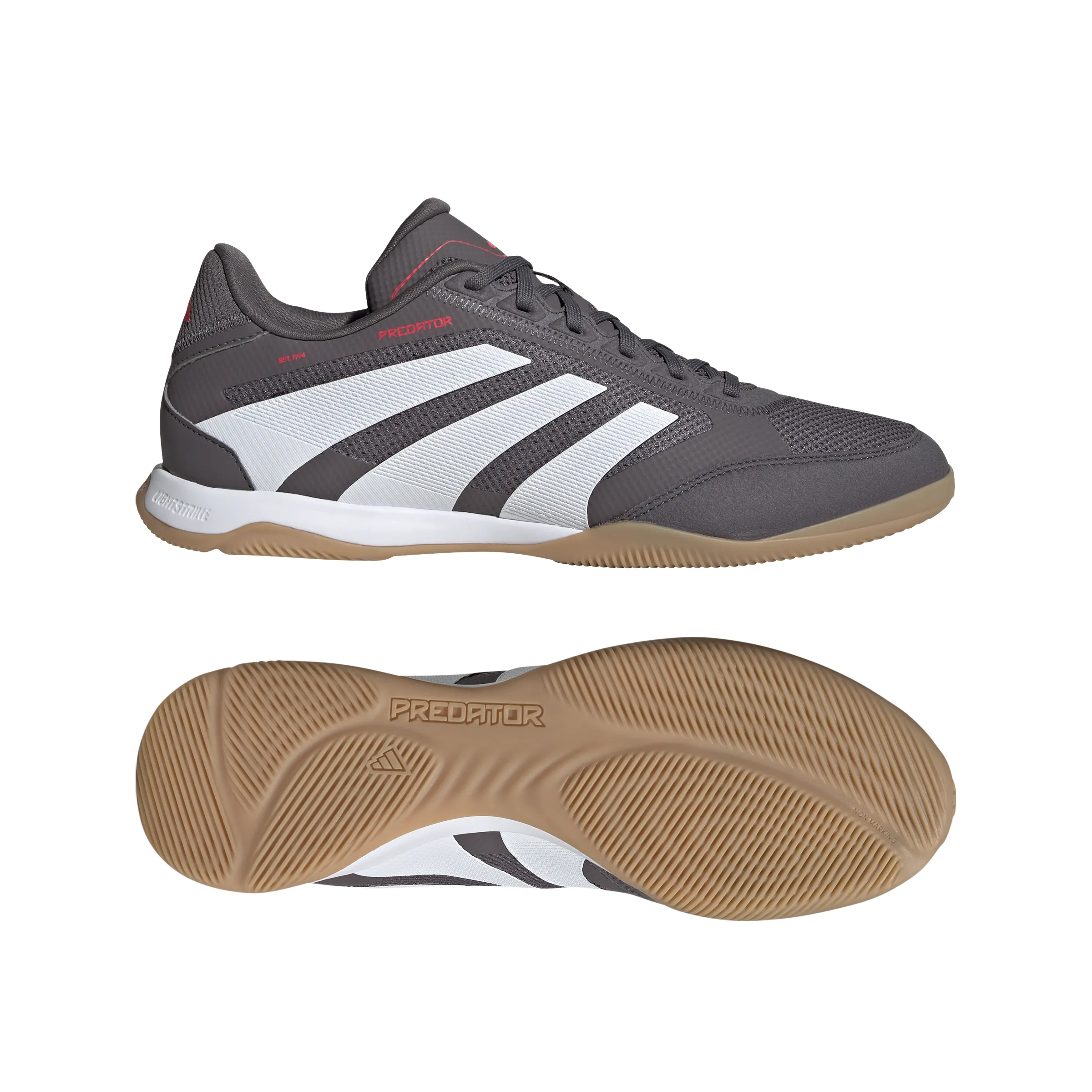 adidas Predator League IN Hallenfußballschuhe - grau strata/ftwr weiß/luzides Rot