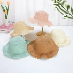 Adjustable Kids Wave Straw Hat Sun Protection Hat Blank spring-straw-hat