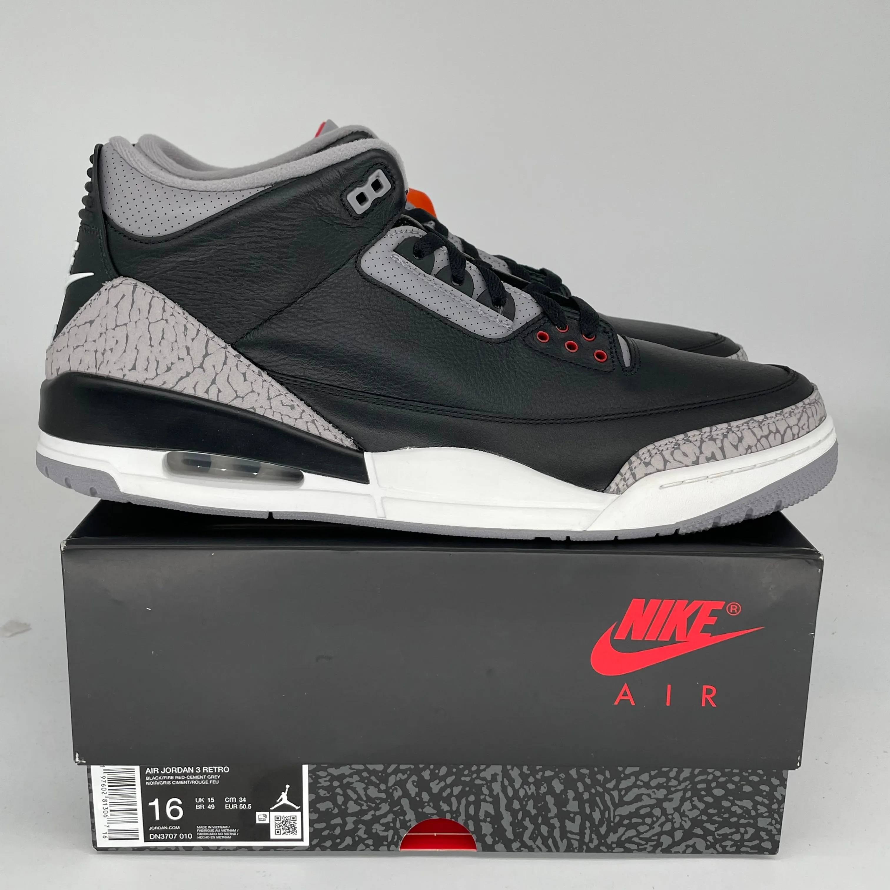 AIR JORDAN 3 SCHWARZ ZEMENT GRÖSSE 16 DN3707-010