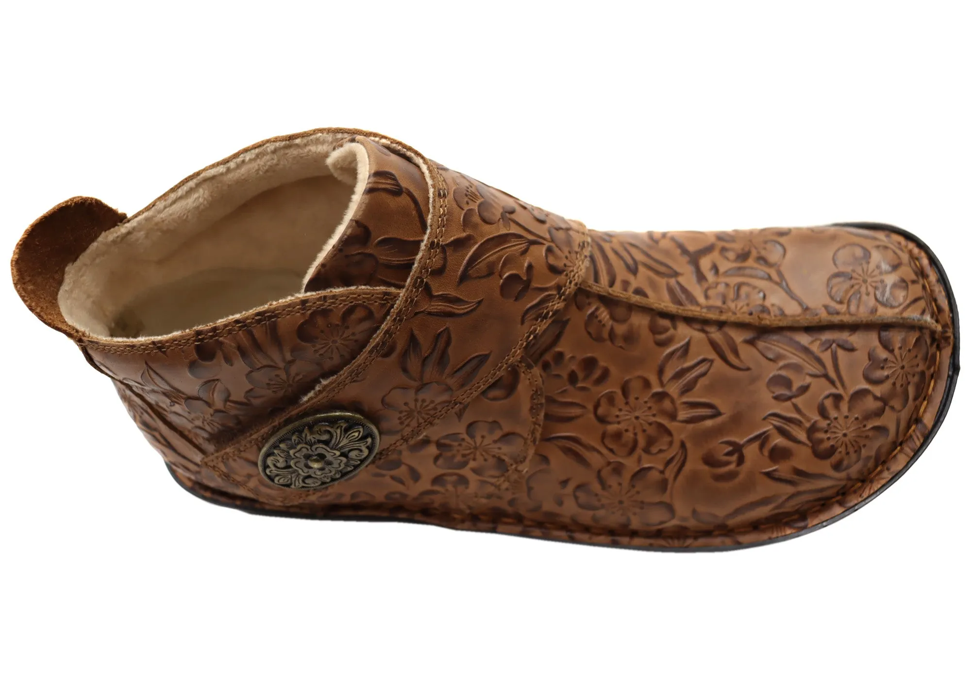 Alegria Caiti Damen Leder Knöchelstiefel Mit Verstellbarem Riemen Alegria Schuhe