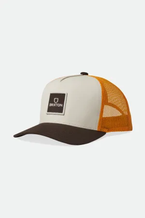 Alpha Block NetPlus MP Trucker Hat - Golden Glow/Off White/Deep Brown casual-dad-hat