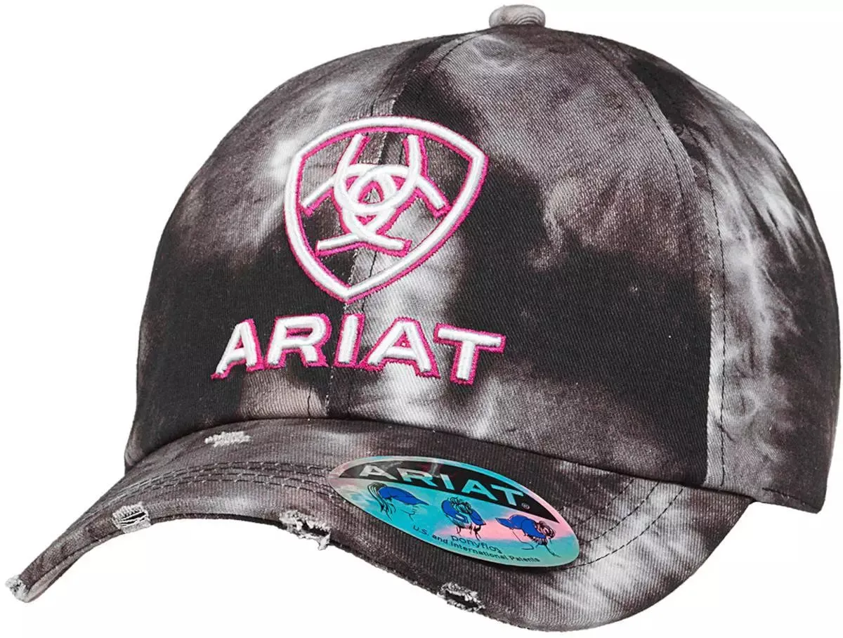 Ariat Baseball Cap Ponyflo Embroidered Logo Tie Die Black casual-baseball-cap