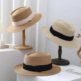 Beach Flat Brim Women's Straw Sun Protection French Wide Brim Jazz spring-straw-hat