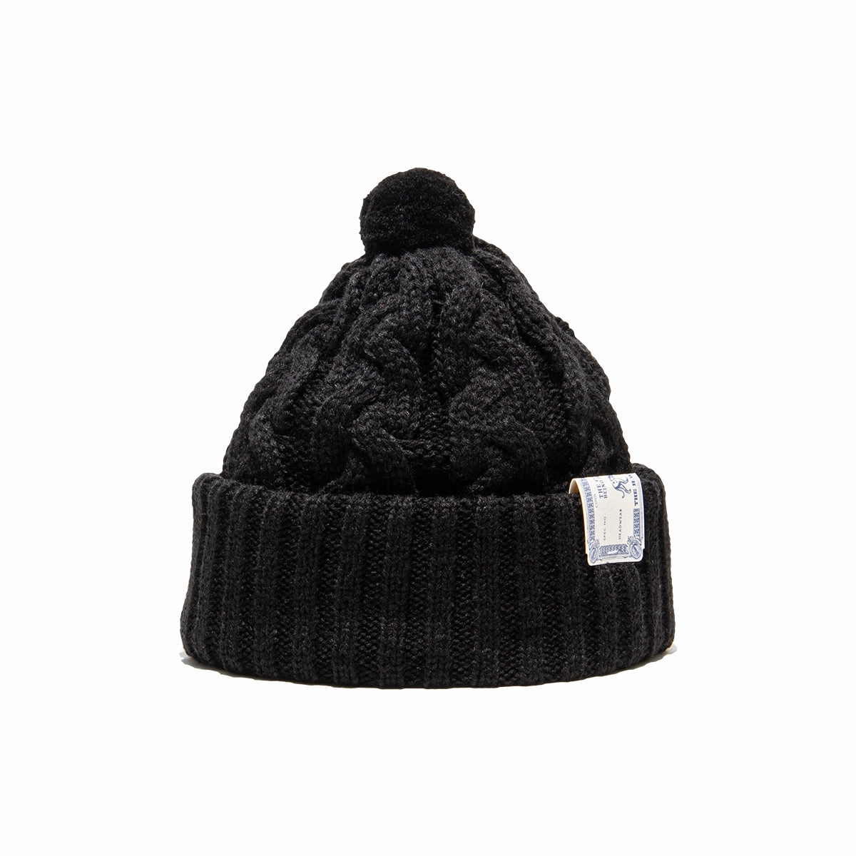 BIG CABLE KNIT CAP - Black