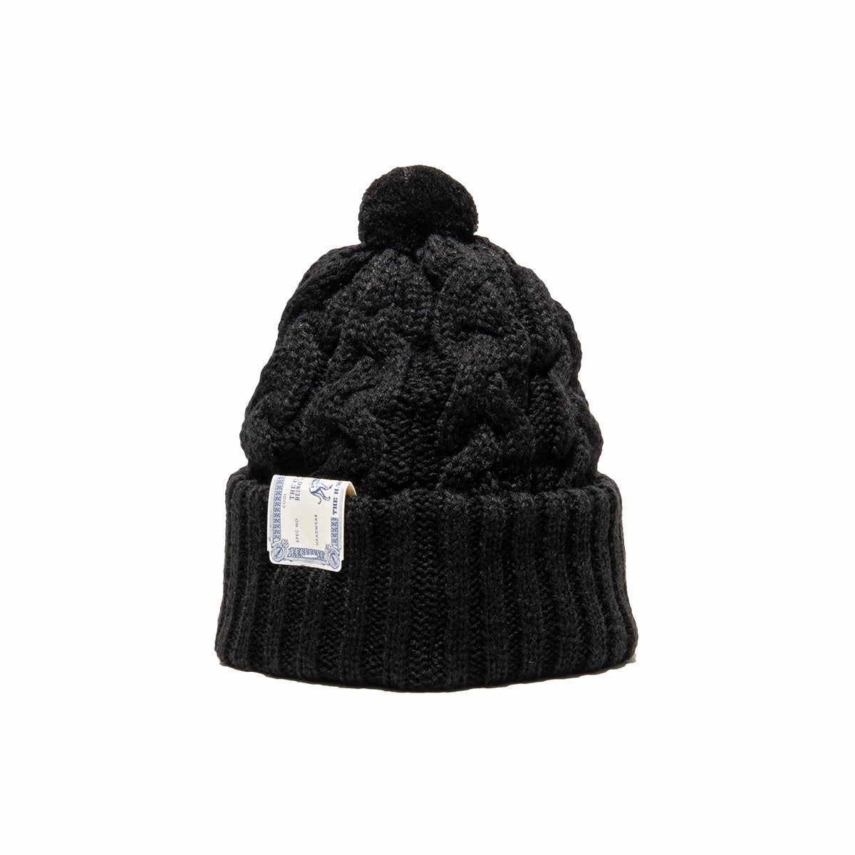 BIG CABLE KNIT CAP - Black