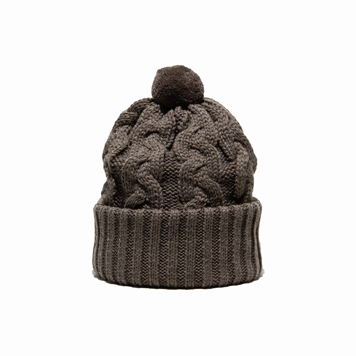 BIG CABLE KNIT CAP - Brown