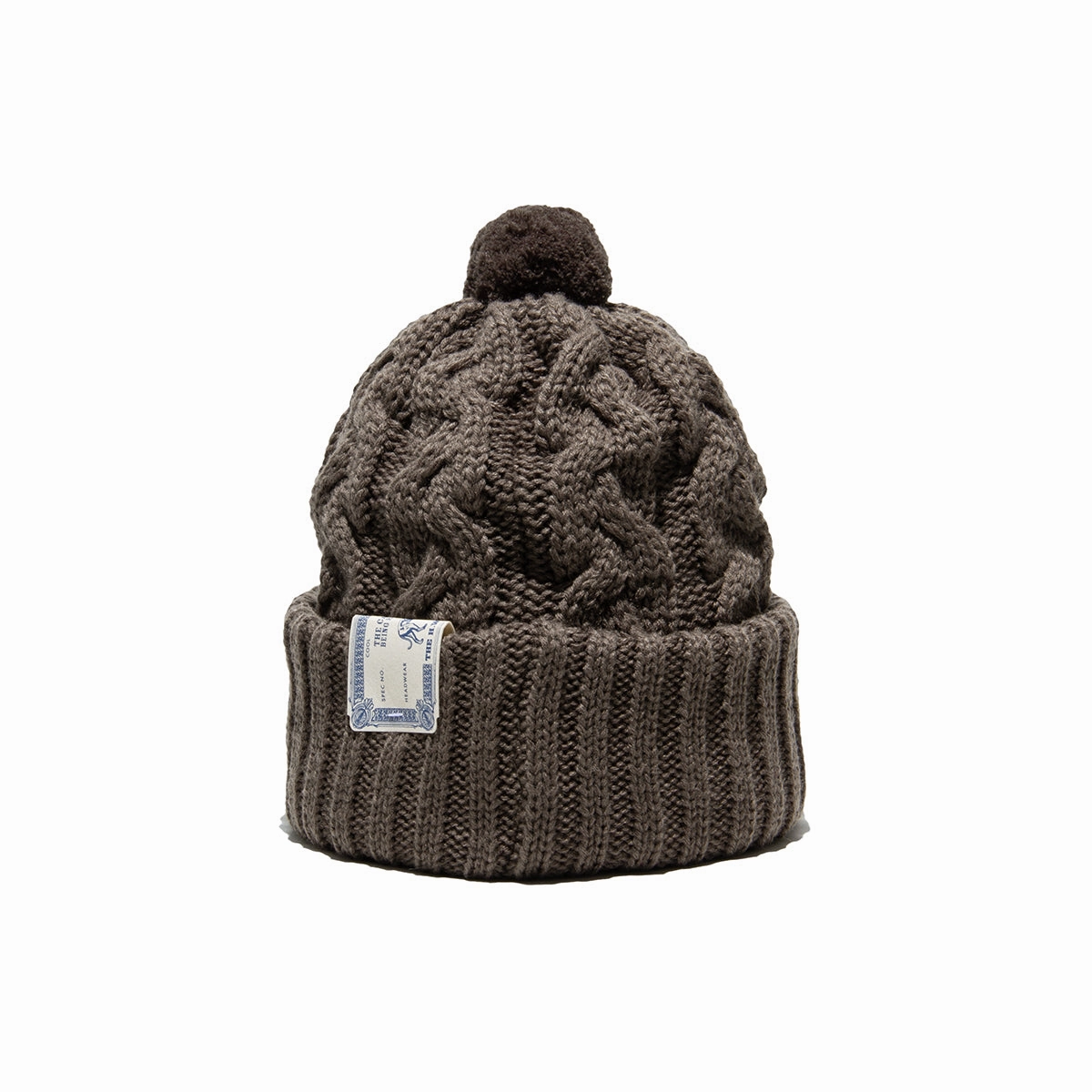 BIG CABLE KNIT CAP - Brown