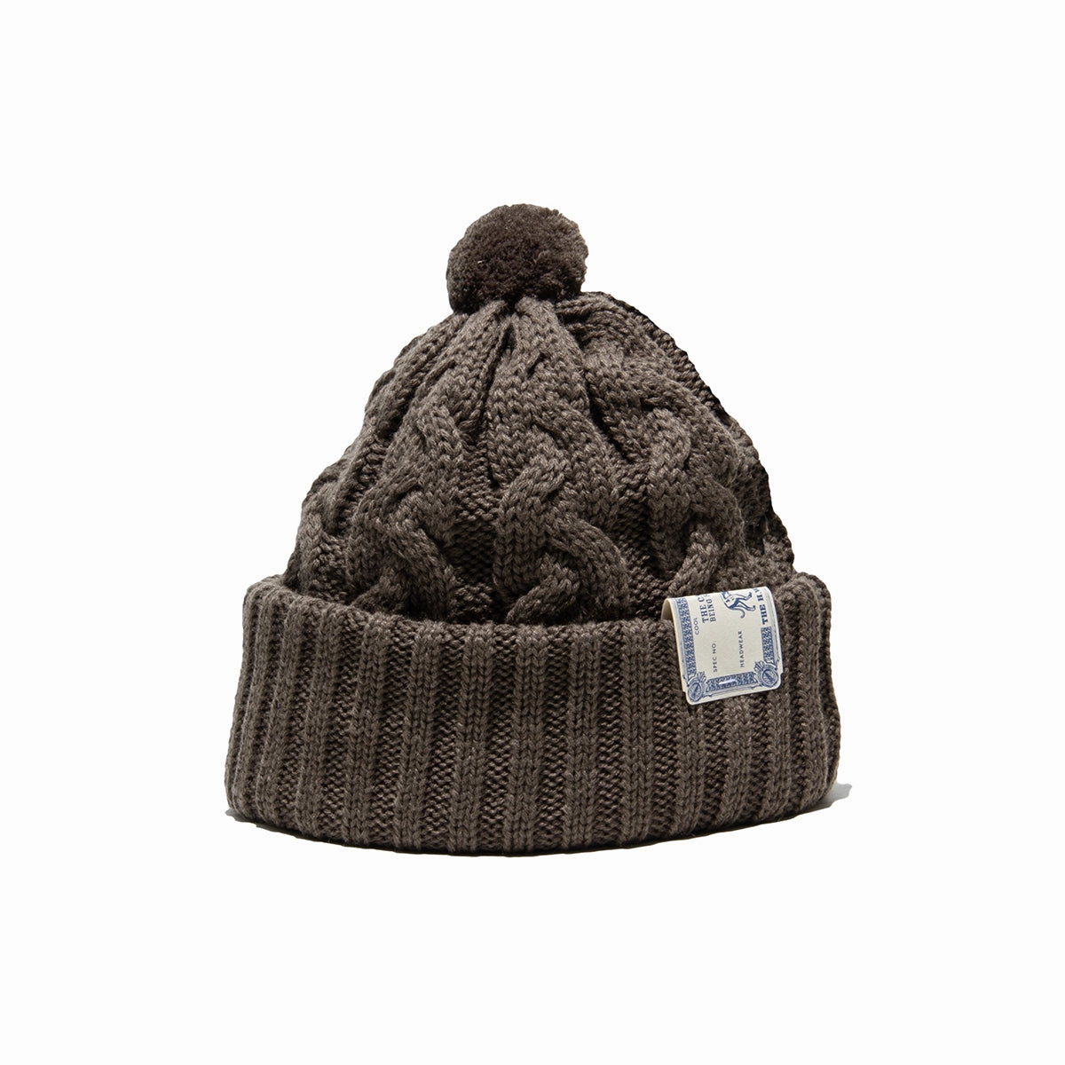 BIG CABLE KNIT CAP - Brown